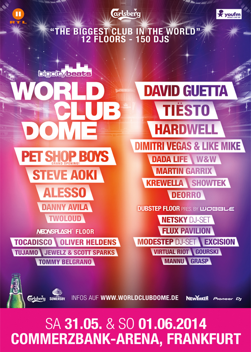 Party Flyer: WORLD CLUB DOME Sa.31.5. - So.01.06.2014 - Commerzbank-Arena Frankfurt am 01.06.2014 in Frankfurt am Main